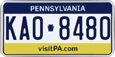 PA license plate KAO8480