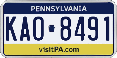 PA license plate KAO8491