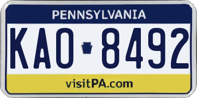 PA license plate KAO8492
