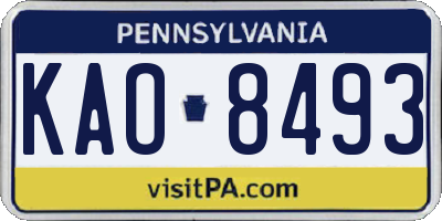 PA license plate KAO8493