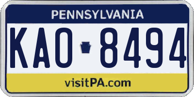 PA license plate KAO8494