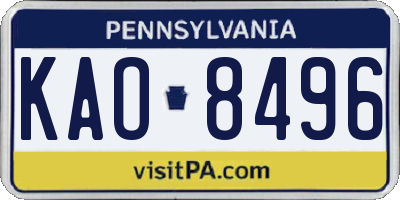 PA license plate KAO8496