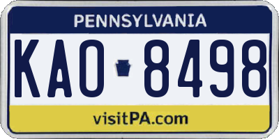 PA license plate KAO8498