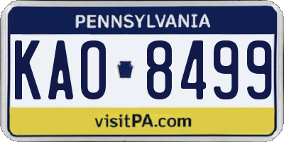 PA license plate KAO8499