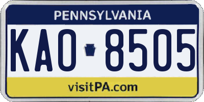 PA license plate KAO8505