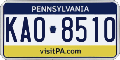 PA license plate KAO8510
