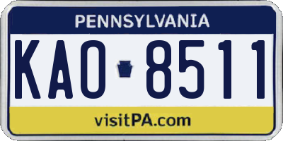 PA license plate KAO8511