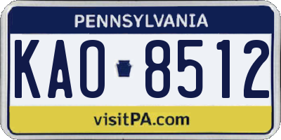 PA license plate KAO8512