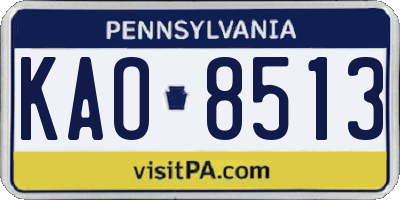 PA license plate KAO8513