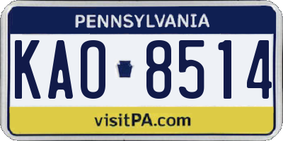PA license plate KAO8514