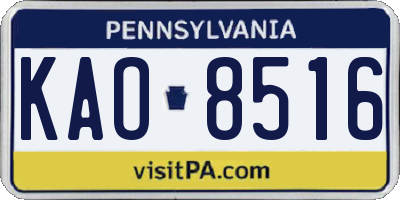 PA license plate KAO8516