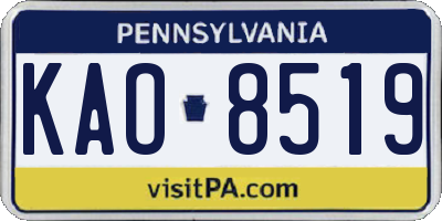 PA license plate KAO8519
