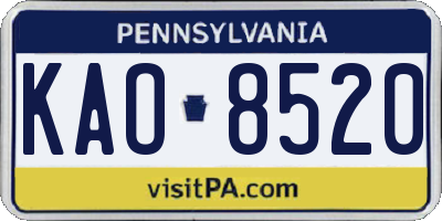 PA license plate KAO8520