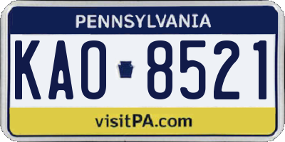 PA license plate KAO8521