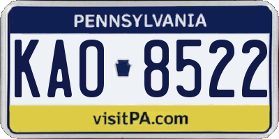 PA license plate KAO8522