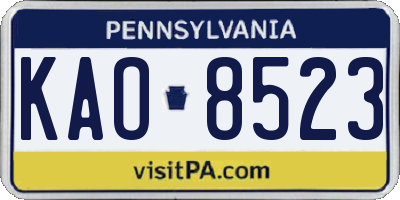 PA license plate KAO8523