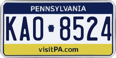 PA license plate KAO8524