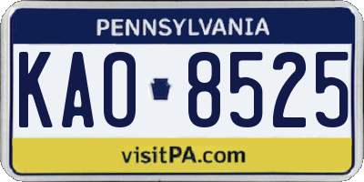 PA license plate KAO8525