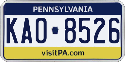 PA license plate KAO8526