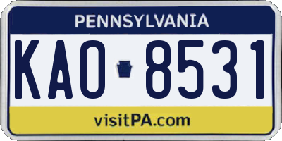 PA license plate KAO8531