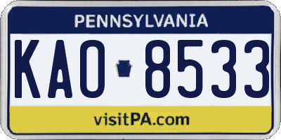 PA license plate KAO8533