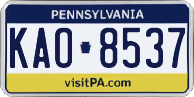 PA license plate KAO8537