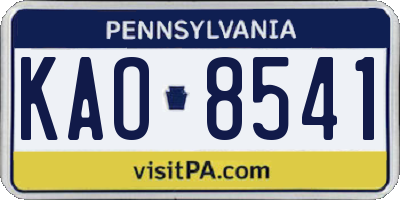 PA license plate KAO8541
