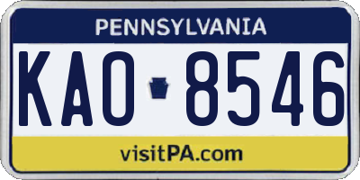 PA license plate KAO8546