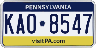 PA license plate KAO8547