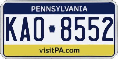 PA license plate KAO8552
