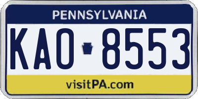 PA license plate KAO8553