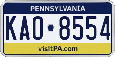 PA license plate KAO8554