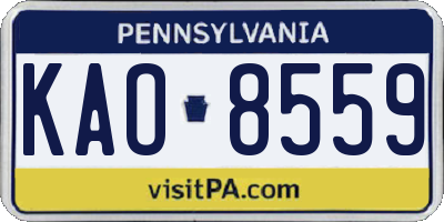 PA license plate KAO8559