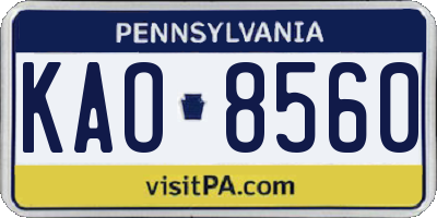 PA license plate KAO8560