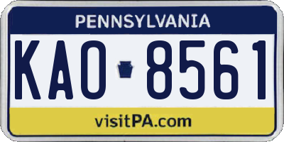PA license plate KAO8561