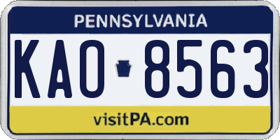 PA license plate KAO8563