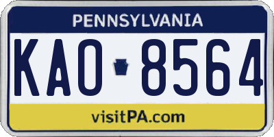 PA license plate KAO8564