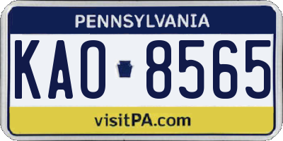 PA license plate KAO8565