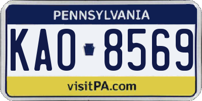 PA license plate KAO8569