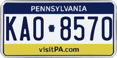 PA license plate KAO8570