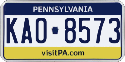 PA license plate KAO8573