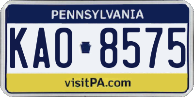 PA license plate KAO8575