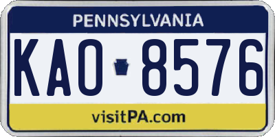 PA license plate KAO8576