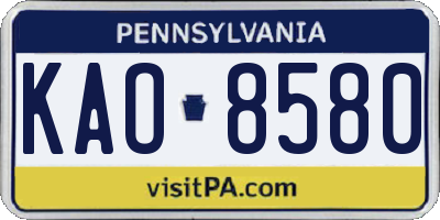 PA license plate KAO8580