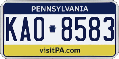 PA license plate KAO8583