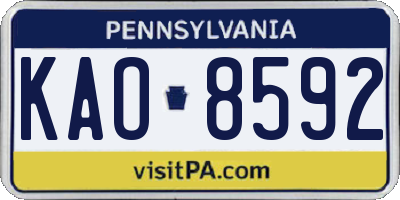 PA license plate KAO8592