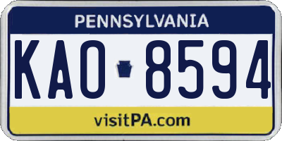 PA license plate KAO8594