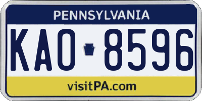 PA license plate KAO8596