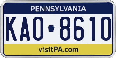 PA license plate KAO8610