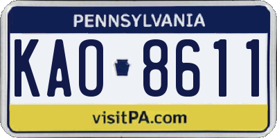 PA license plate KAO8611